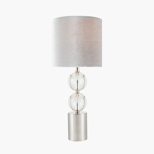 Brushed Silver and Clear Glass Table Lamp